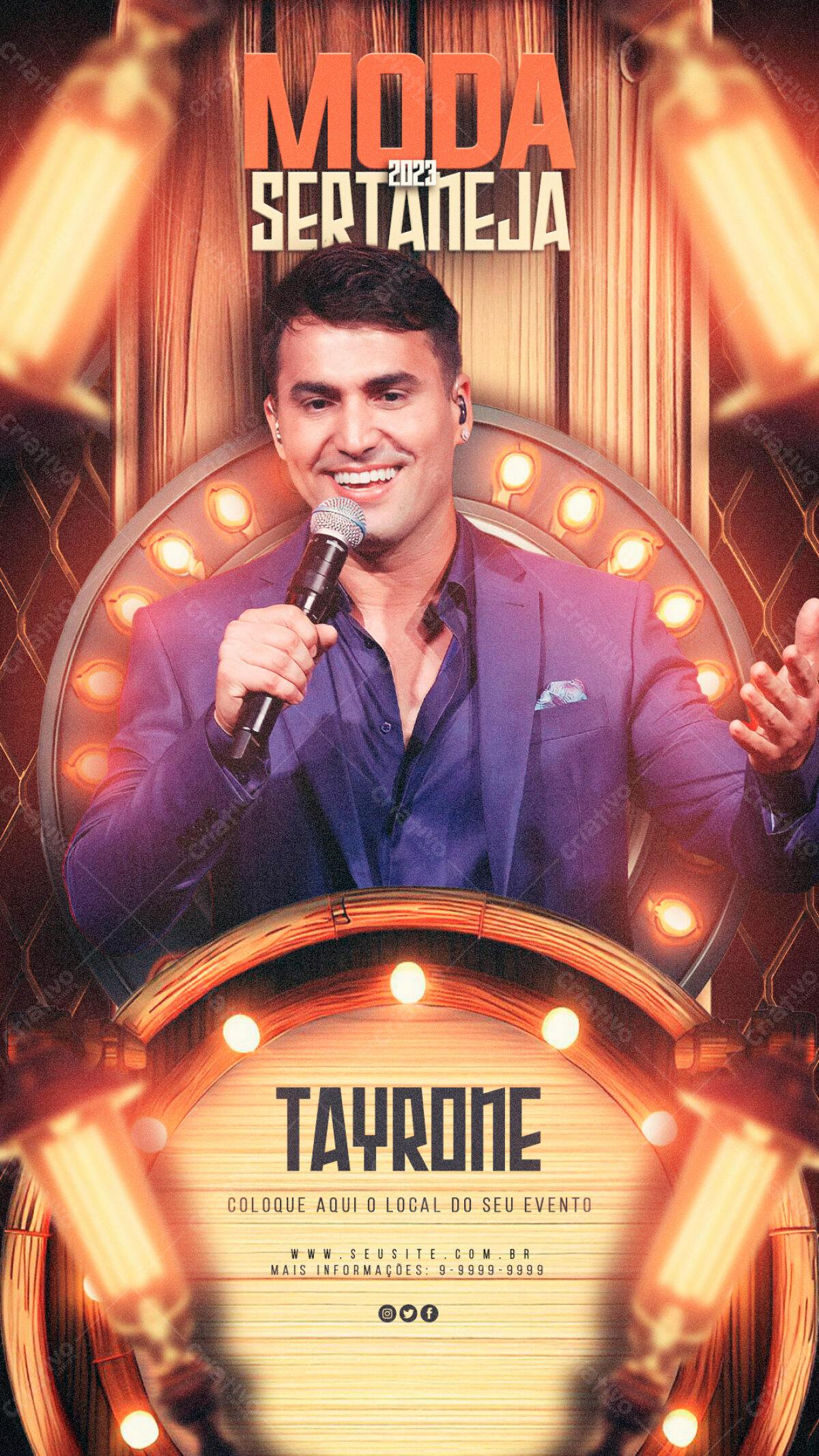 Flyer para Show de Tayrone - Moda Sertaneja 2023 PSD Editável