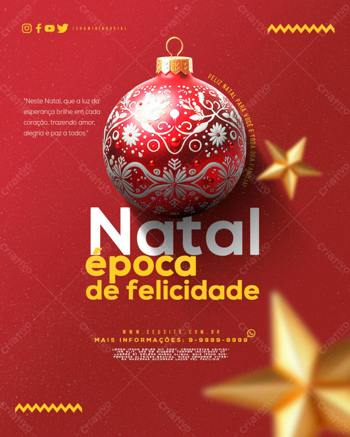 Flyer de Natal com Enfeite Vermelho PSD Editável