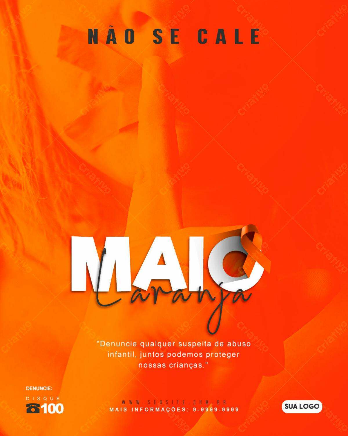Flyer Maio Laranja PSD Editável