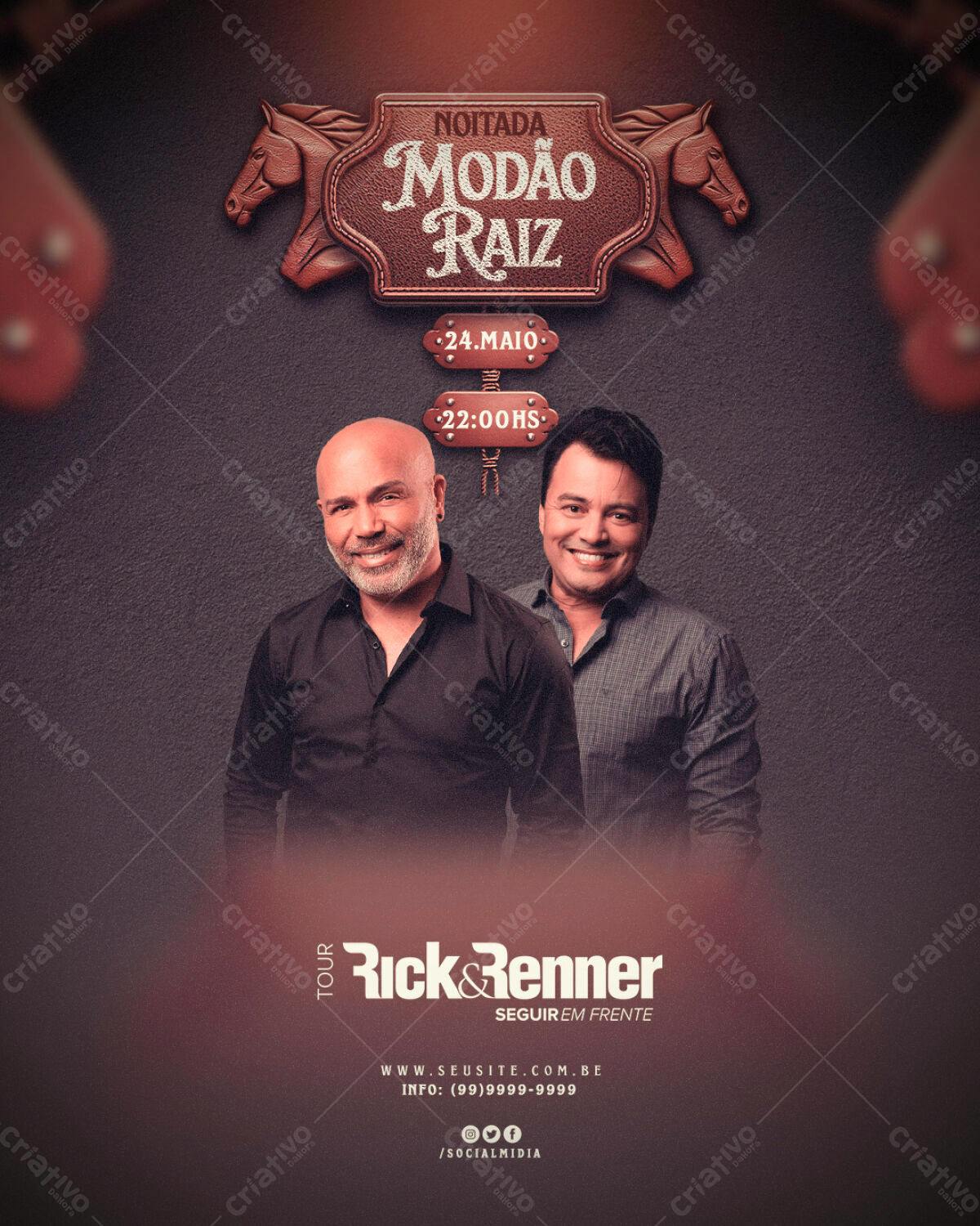 Flyer Noitada Modão Raiz PSD Editável