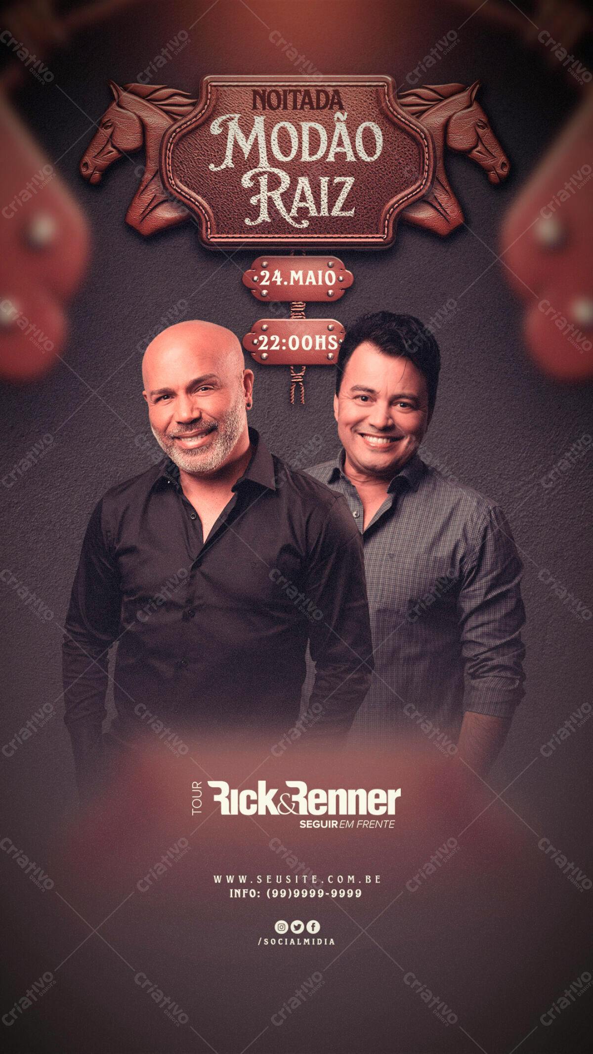 Flyer Noitada Modão Raiz PSD Editável