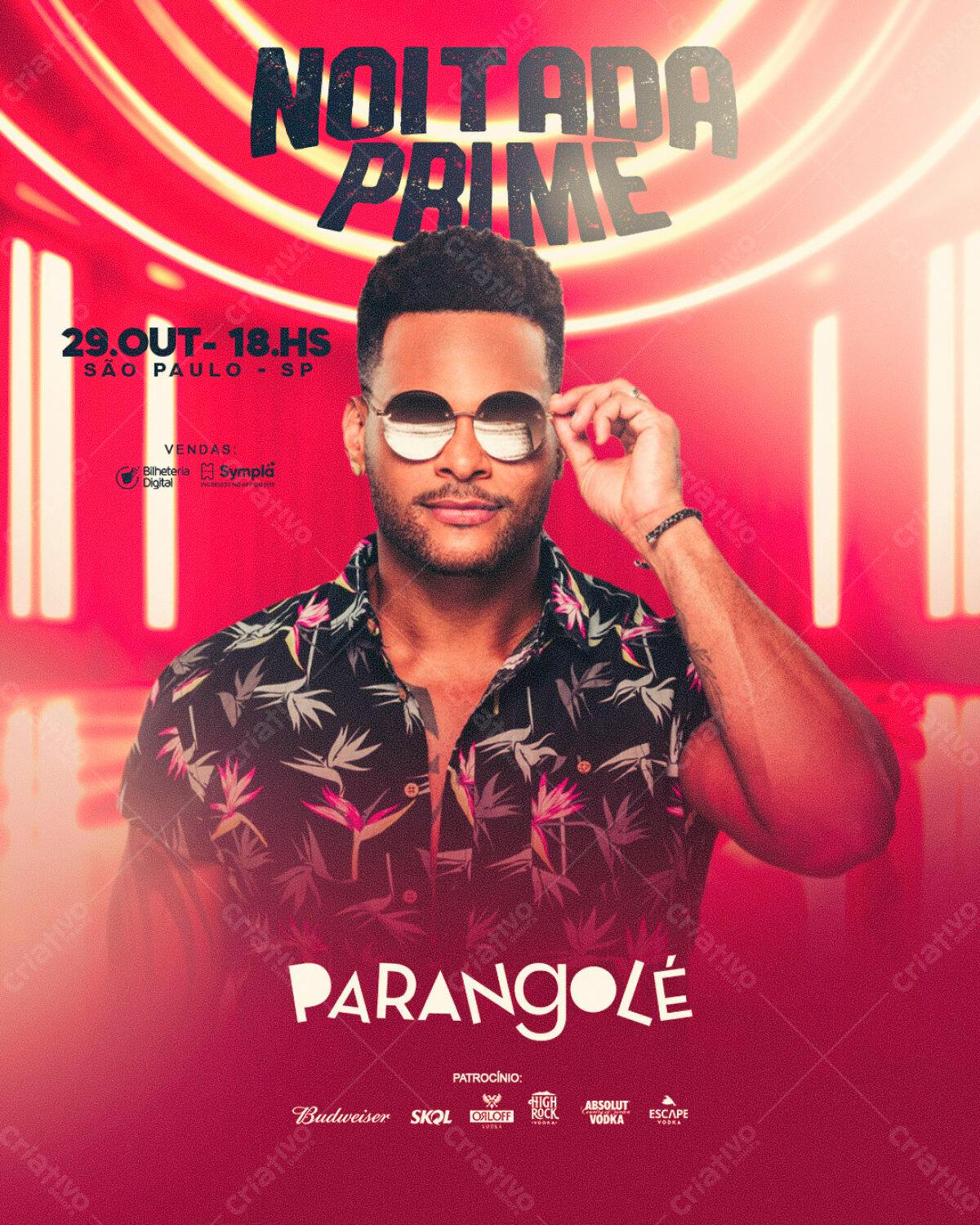 Flyer Noitada Prime Parangolé PSD Editável