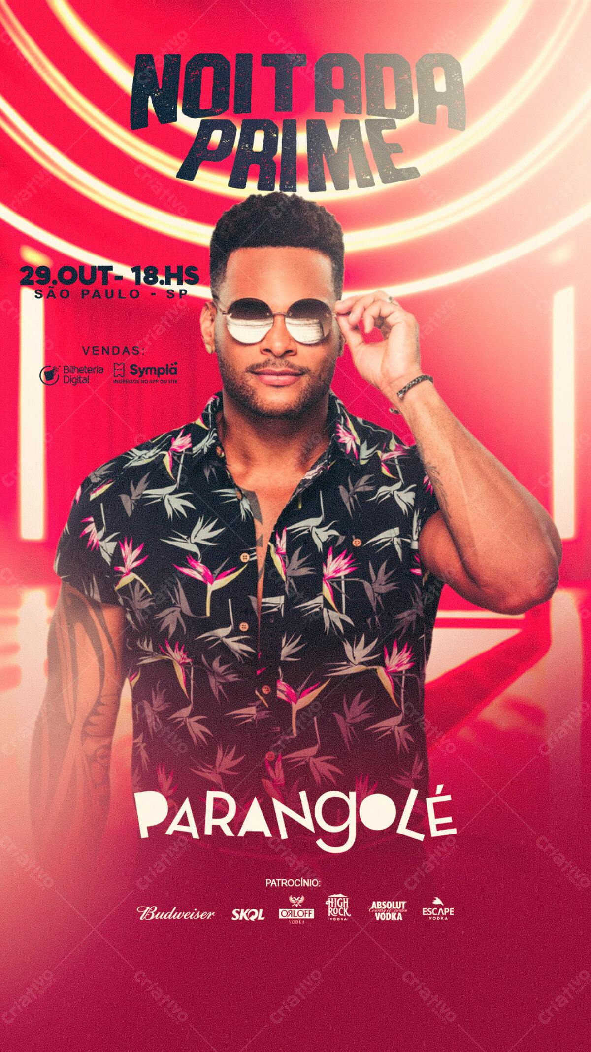 Flyer Noitada Prime Parangolé PSD Editável