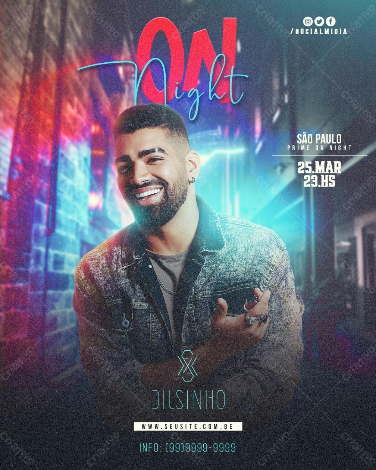 Flyer para Show do Dilsinho em São Paulo PSD Editável