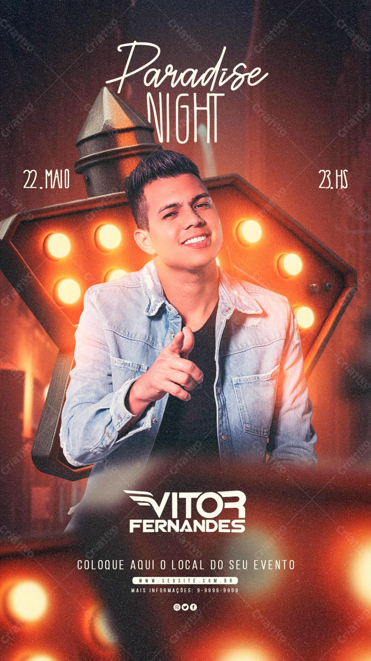 Flyer para Show do Vitor Fernandes PSD Editável