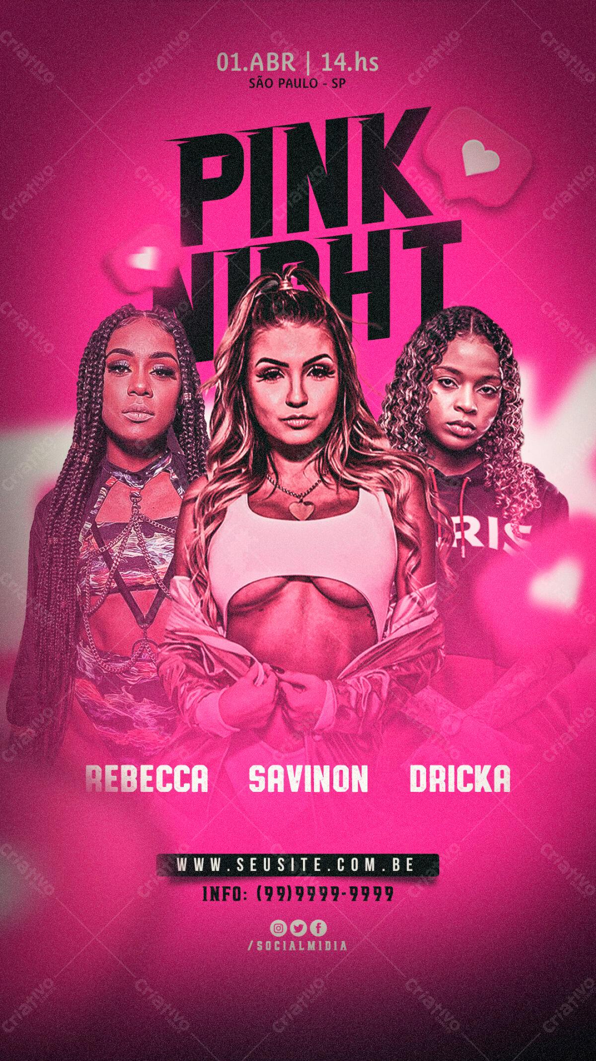 Flyer Pink Night Festa PSD Editável