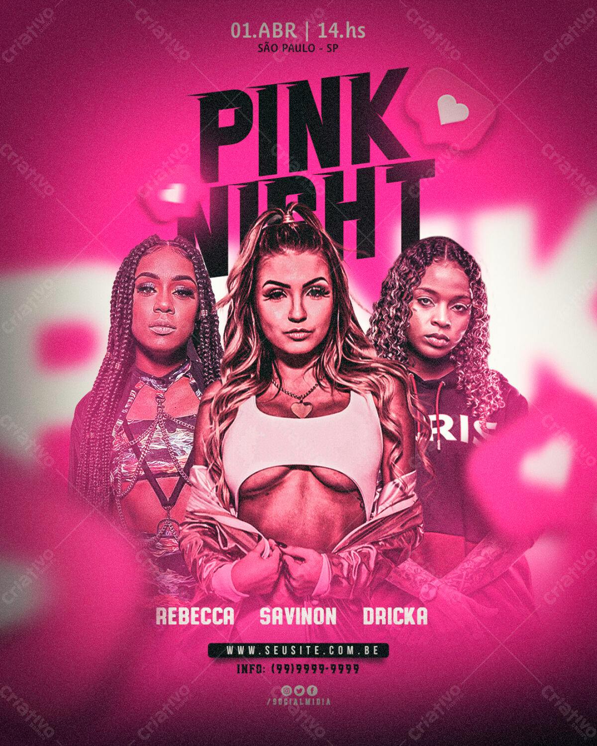 Flyer Pink Night Festa PSD Editável