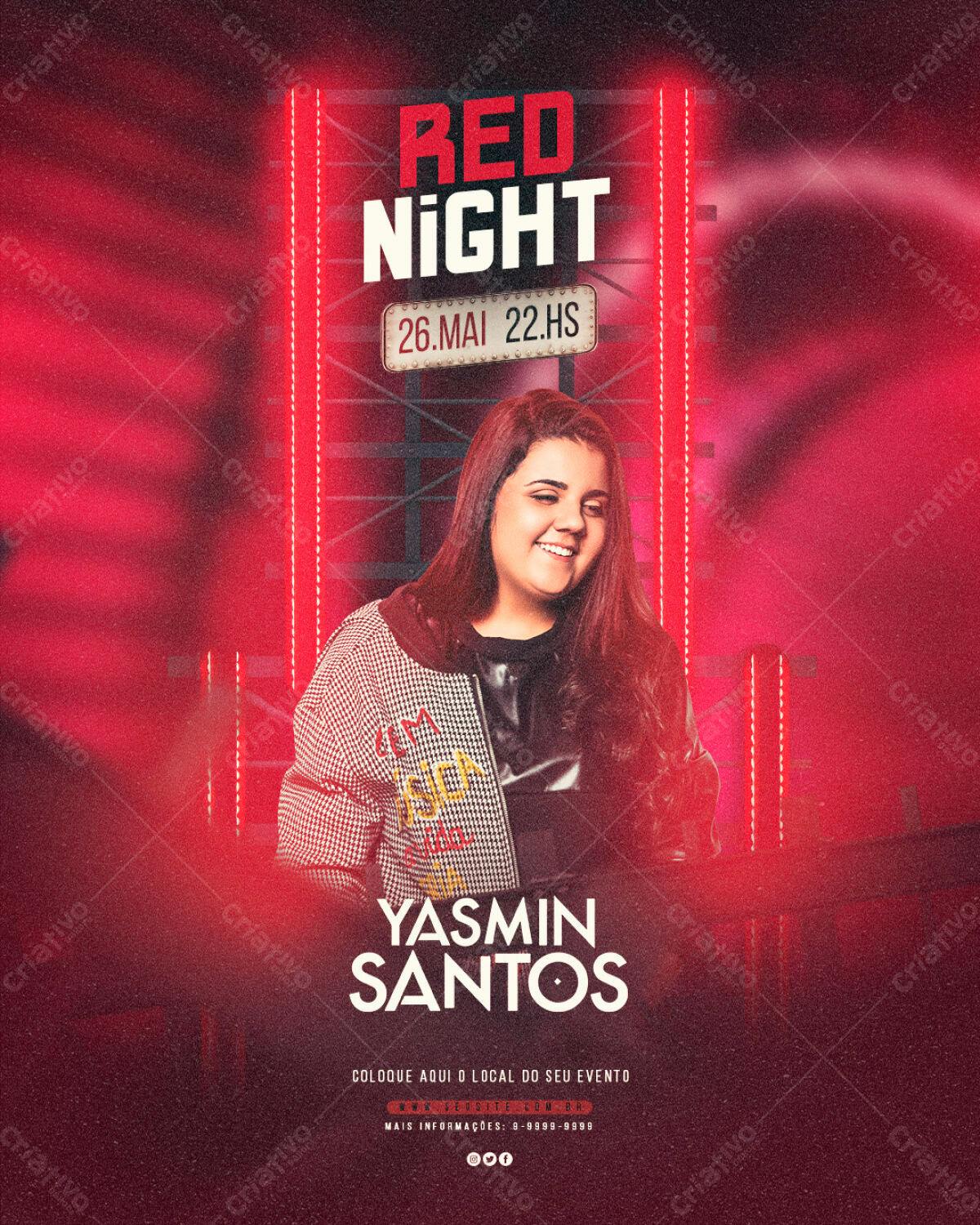 Flyer para Evento Noturno com Yasmin Santos PSD Editável