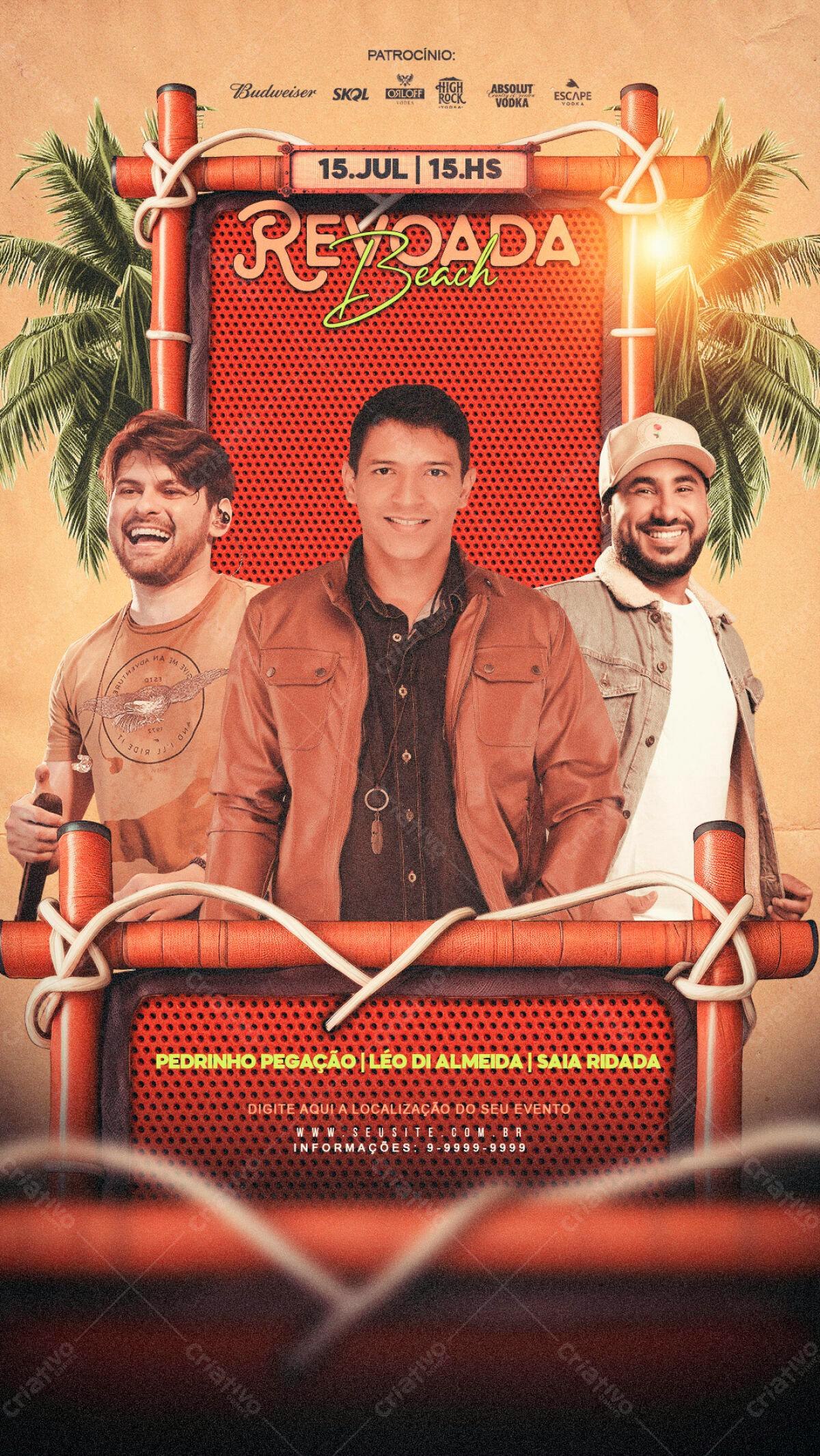 Flyer para Evento Musical Revodada Beach PSD Editável