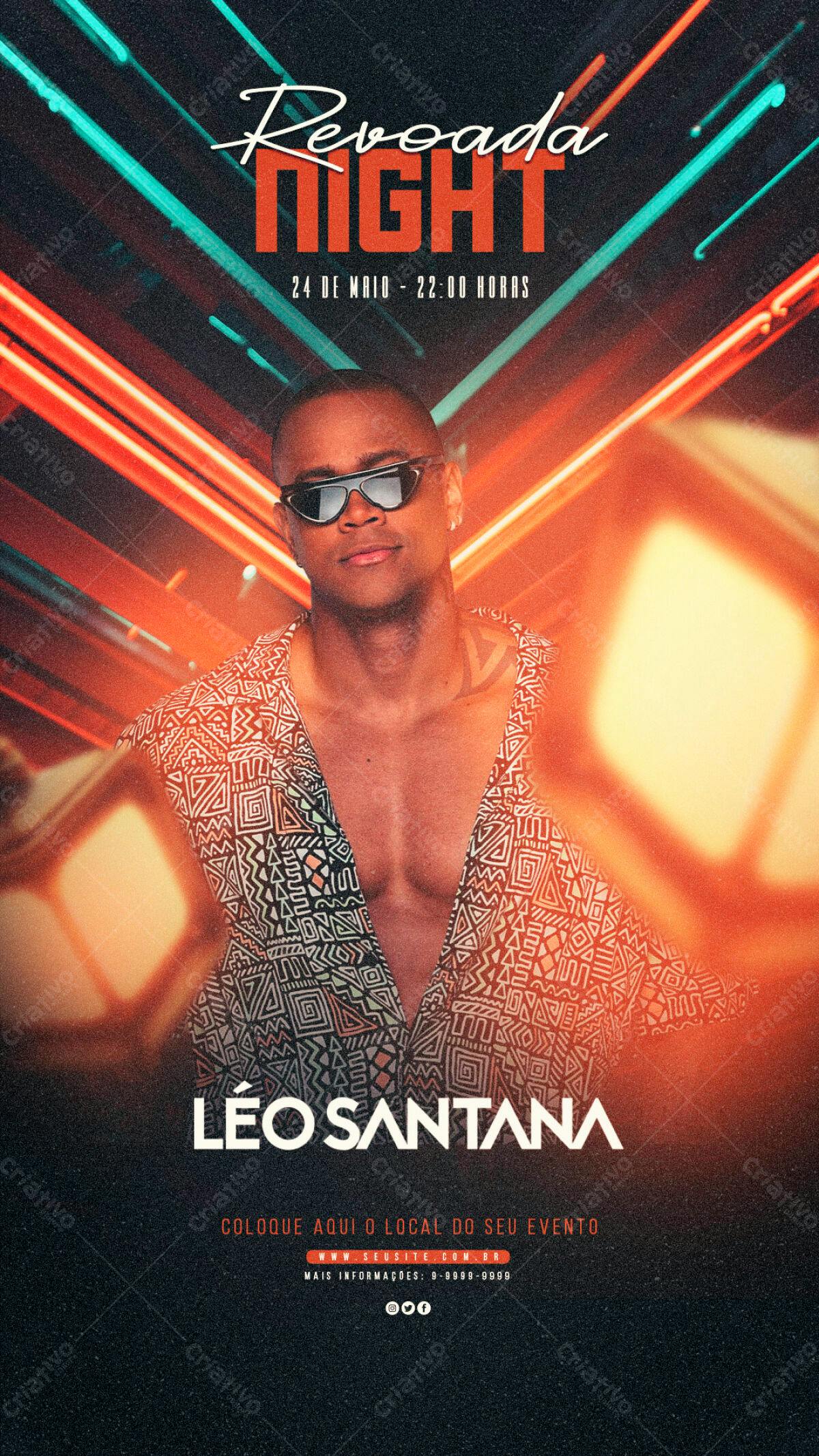 Flyer para Festa Revoada Night com Léo Santana PSD Editável