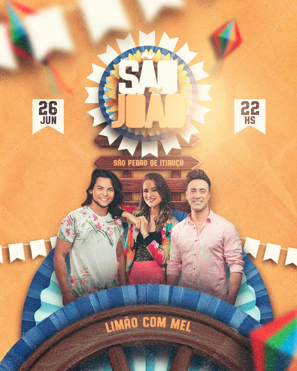 Flyer Festa Junina Limão com Mel PSD Editável