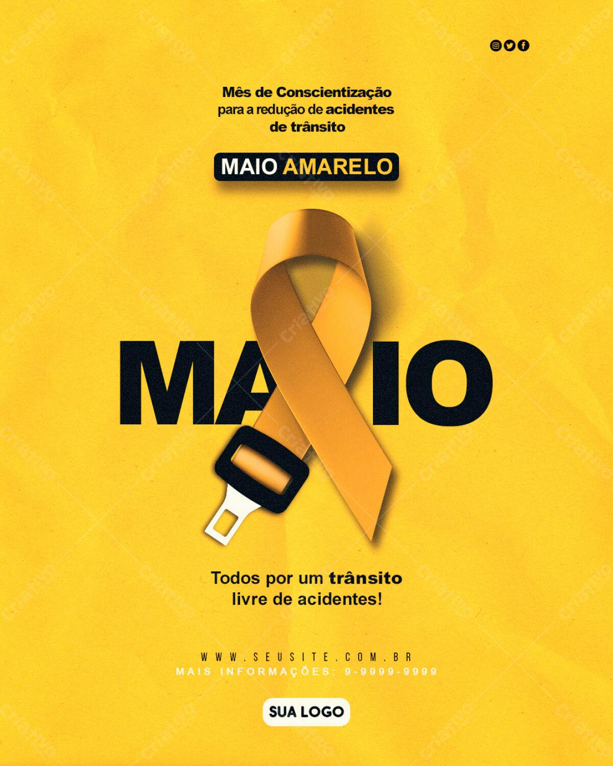 Flyer Maio Amarelo PSD Editável