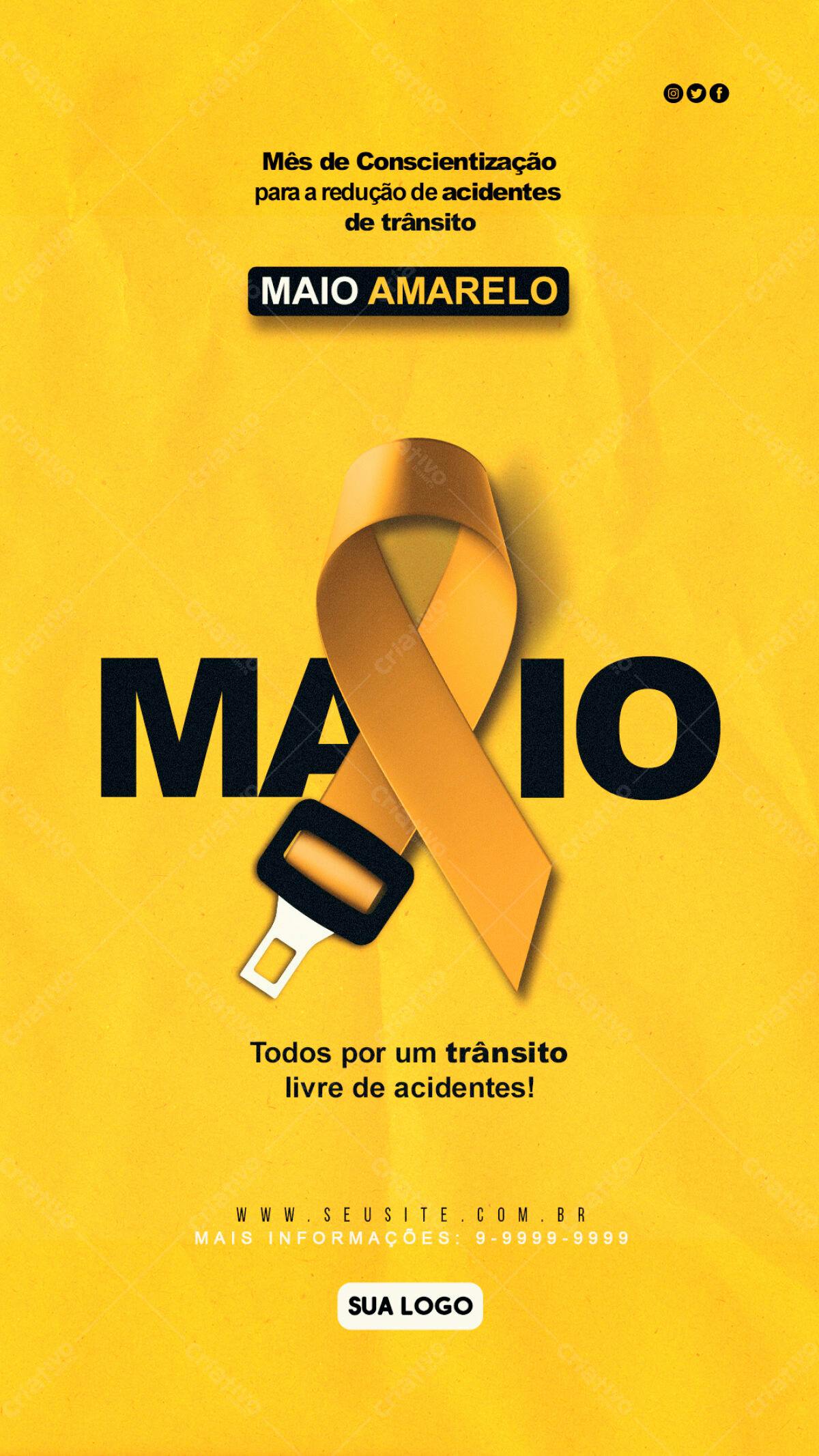 Flyer Maio Amarelo PSD Editável