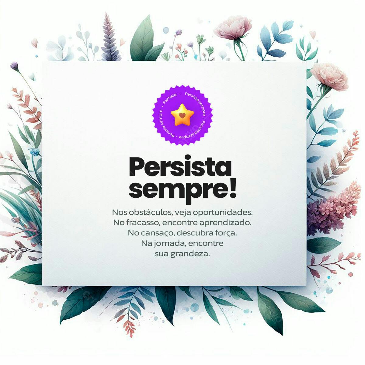 Poster Motivacional Persista Sempre PSD Editável