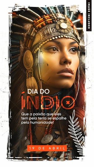 Social media stories template indian day in brazil