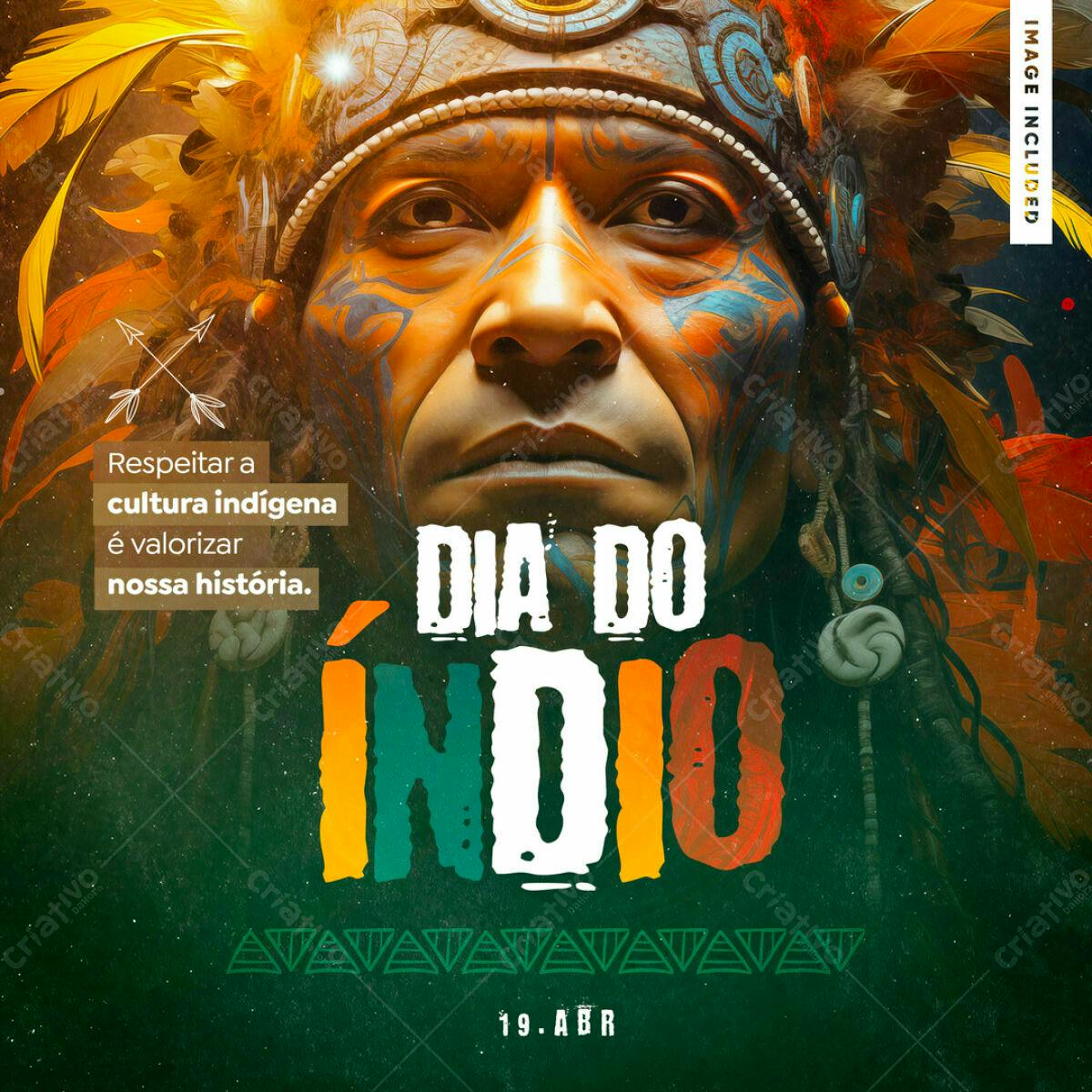 Flyer Dia do Índio PSD Editável