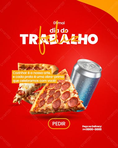 Cozinhar é nossa arte psd editável dia do trabalho pizzaria