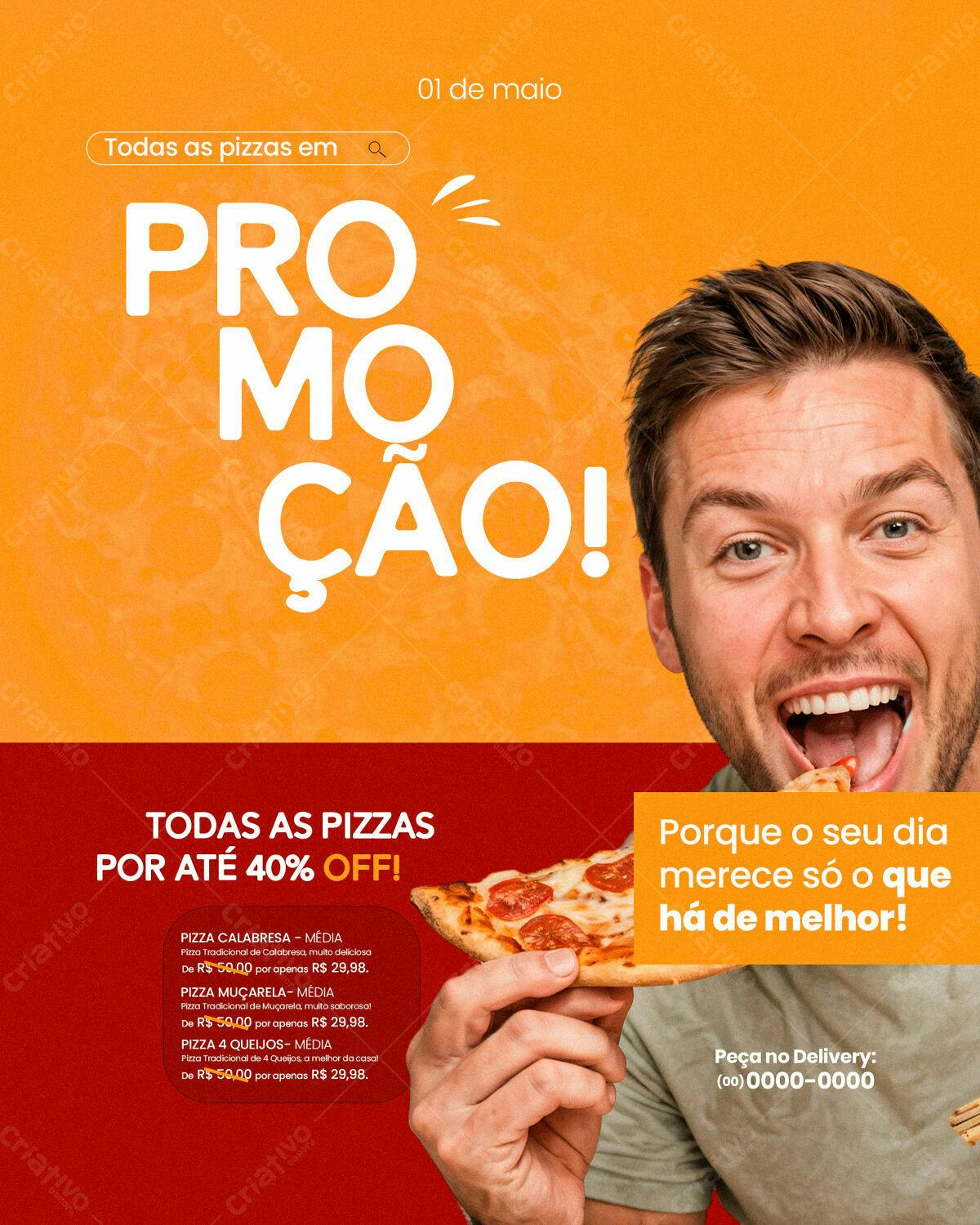 Flyer de Promoção de Pizza PSD Editável