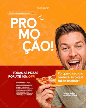 Todas as pizzas em promoção psd editável premium dia do trabalho pizzaria