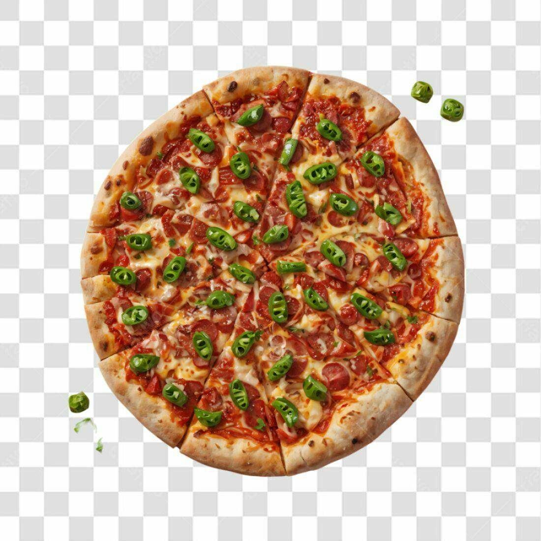 Imagem Pizza Calabresa e Pimenta Verde PNG com fundo transparente