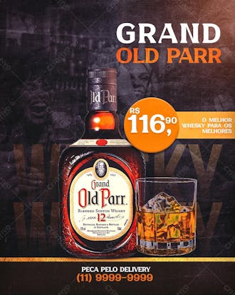Flayer whesky grand old parr bar depósito