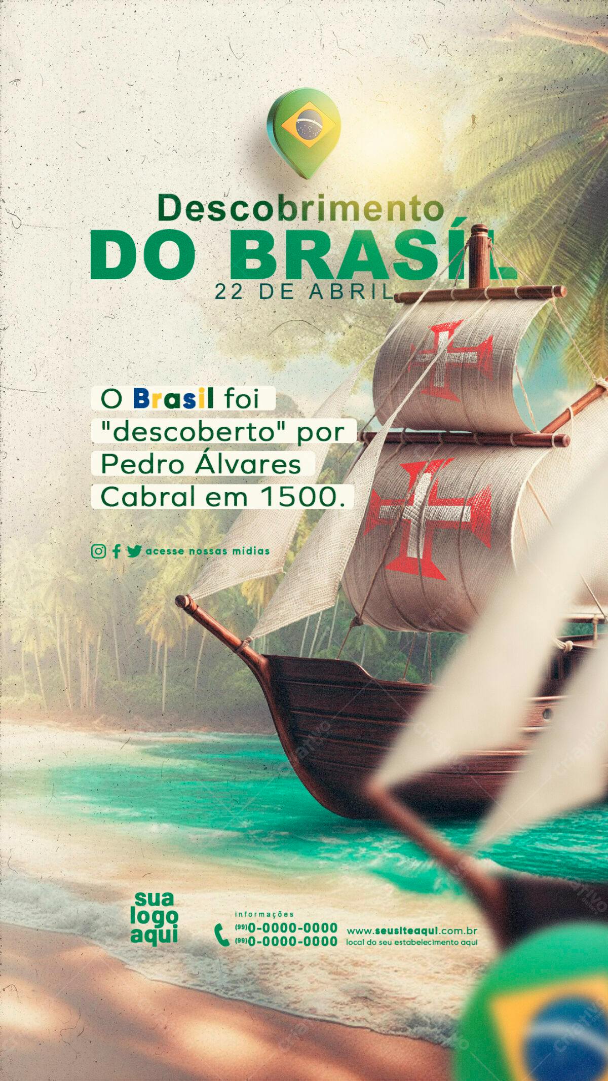 Flyer Descobrimento do Brasil PSD Editável