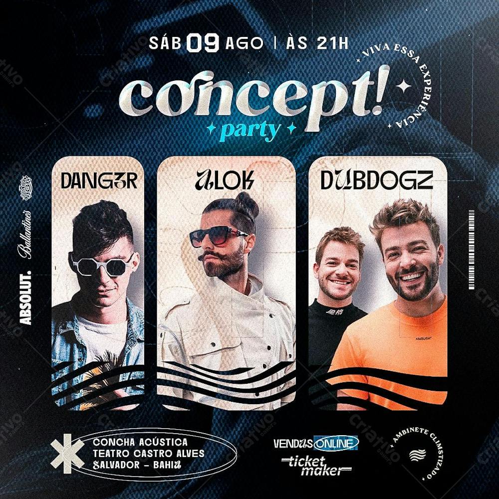 Flyer Feed Concept Party Alok Musica eletronica