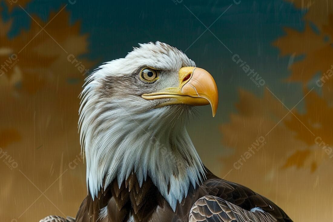 Águia careca perfil marrom e branco