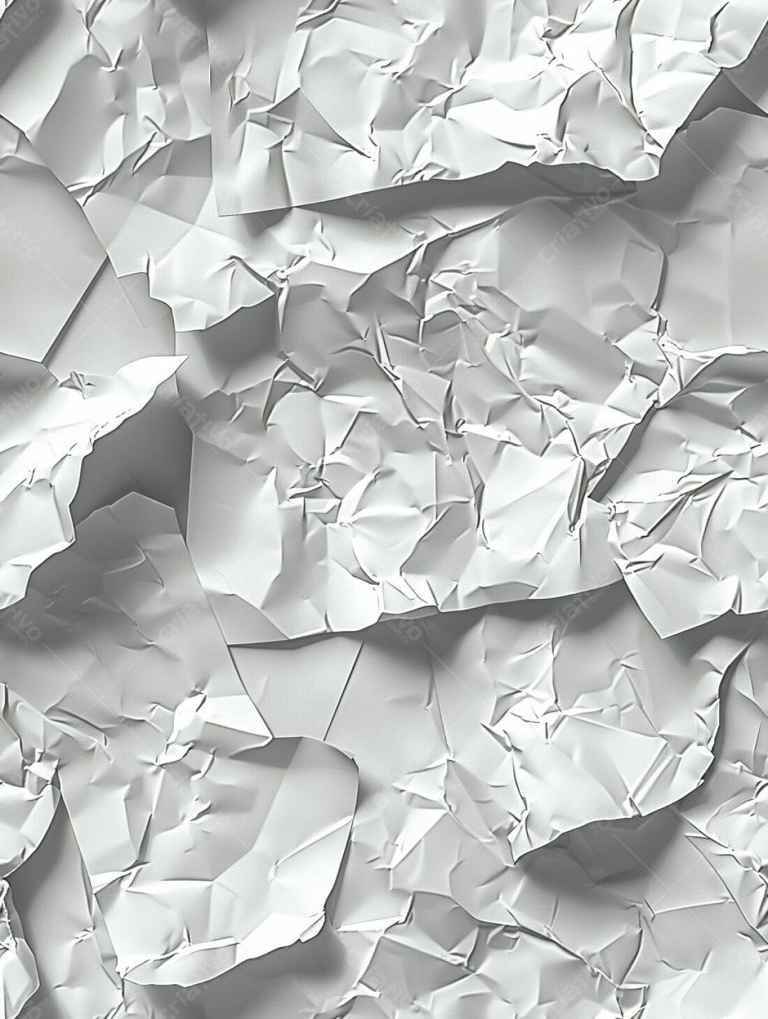 Papéis amassados textura fundo branco