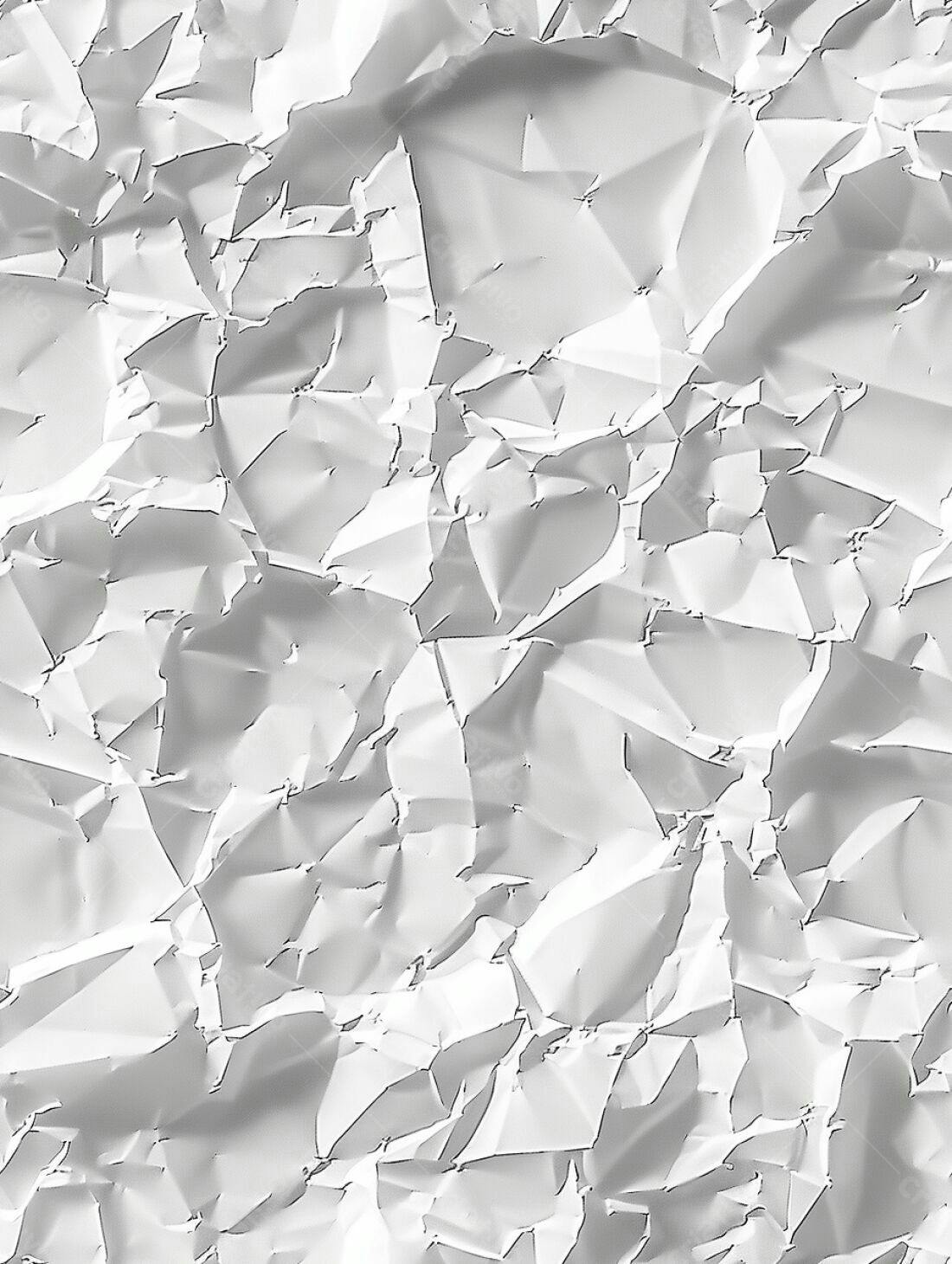 Papel amassado textura fundo branco