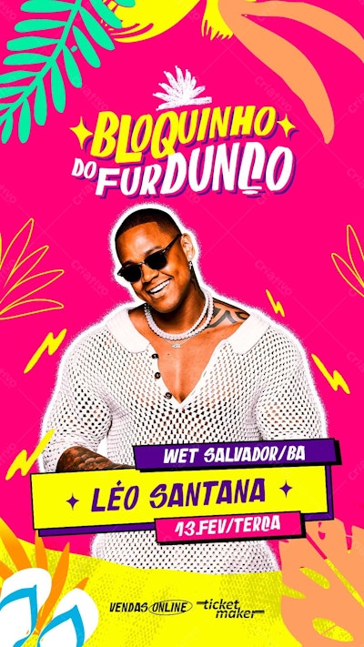 Flyer Bloquinho do Furdunço com Léo Santana PSD Editável