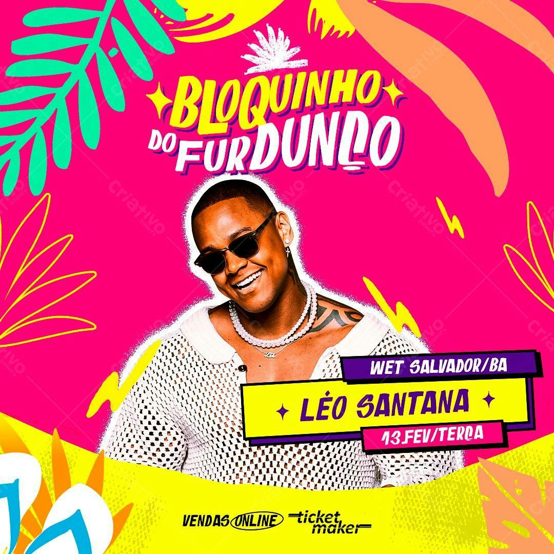 Flyer Bloquinho do Furdunço Léo Santana PSD Editável