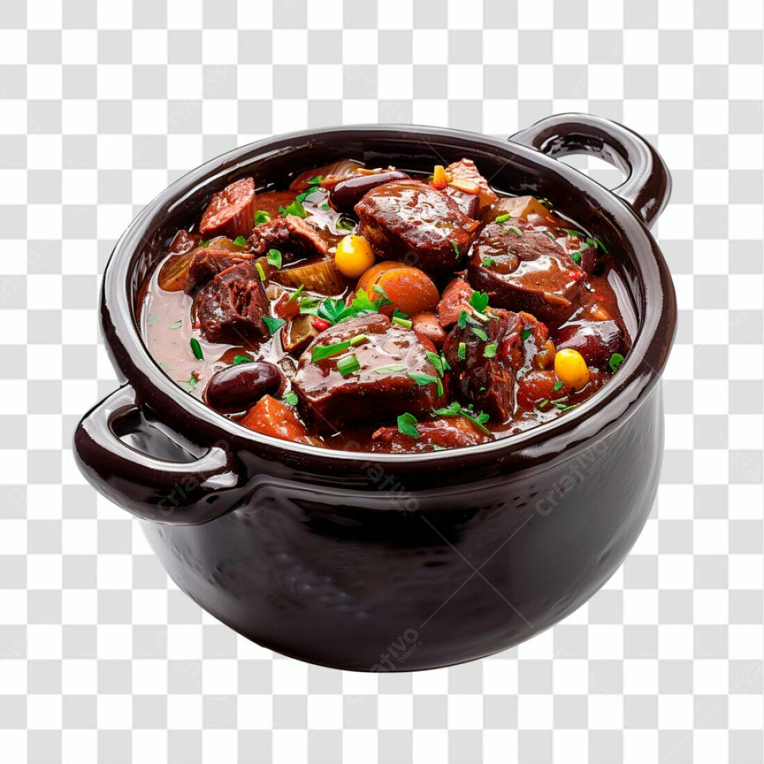 Imagem PNG de Prato de Carne com Legumes e Molho Escuro com fundo transparente