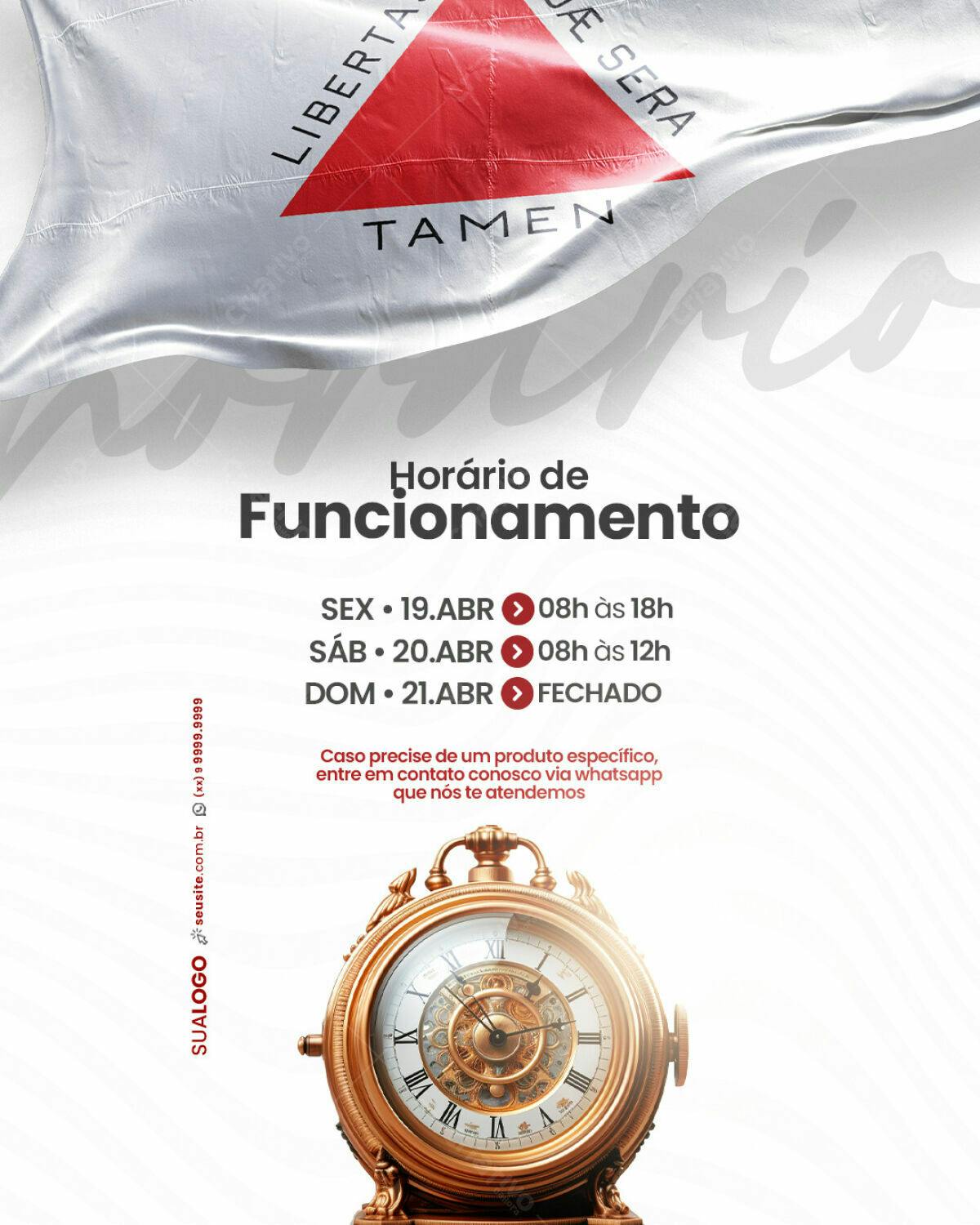 Flyer Horário de Funcionamento PSD Editável