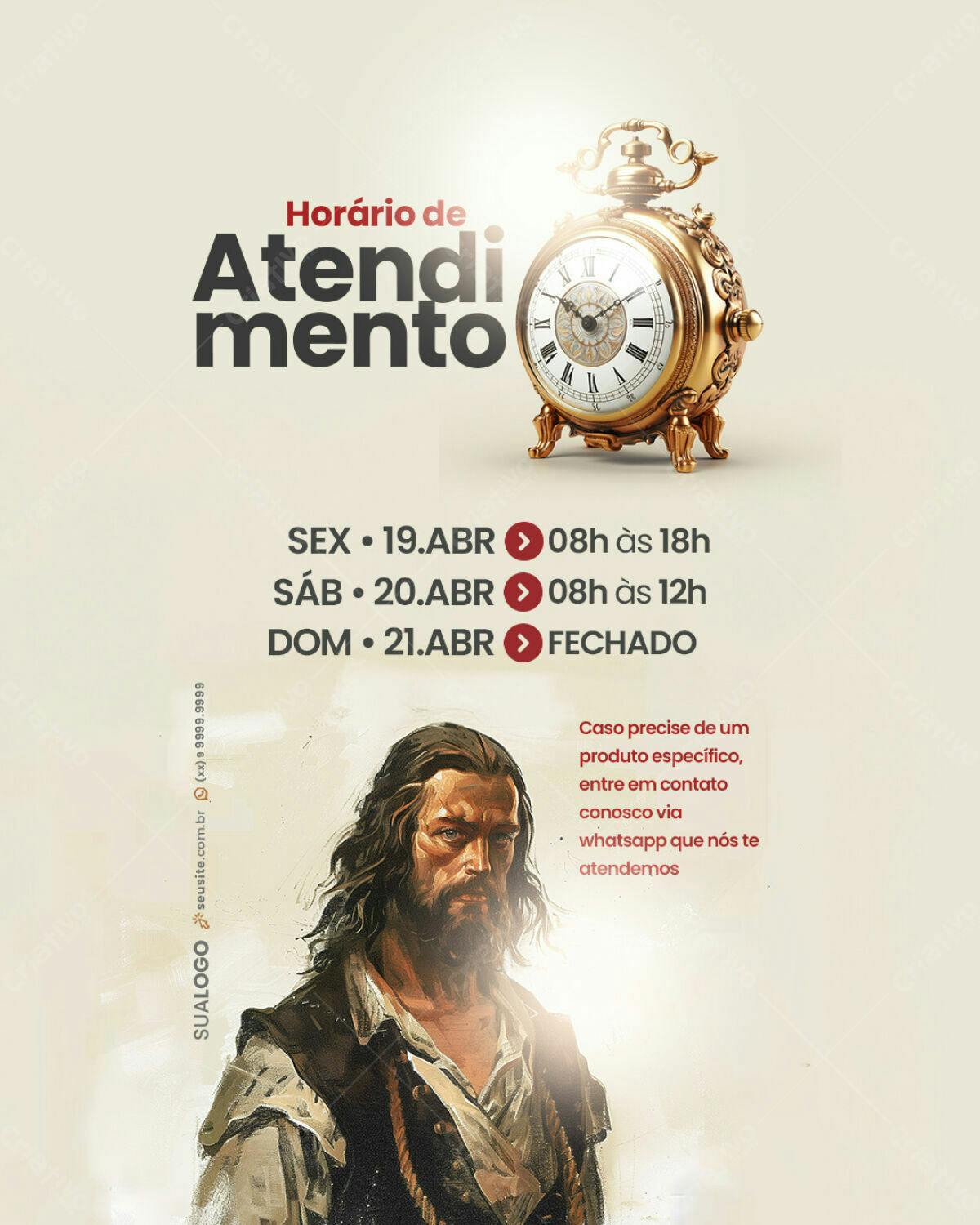 Flyer Horário de Atendimento PSD Editável