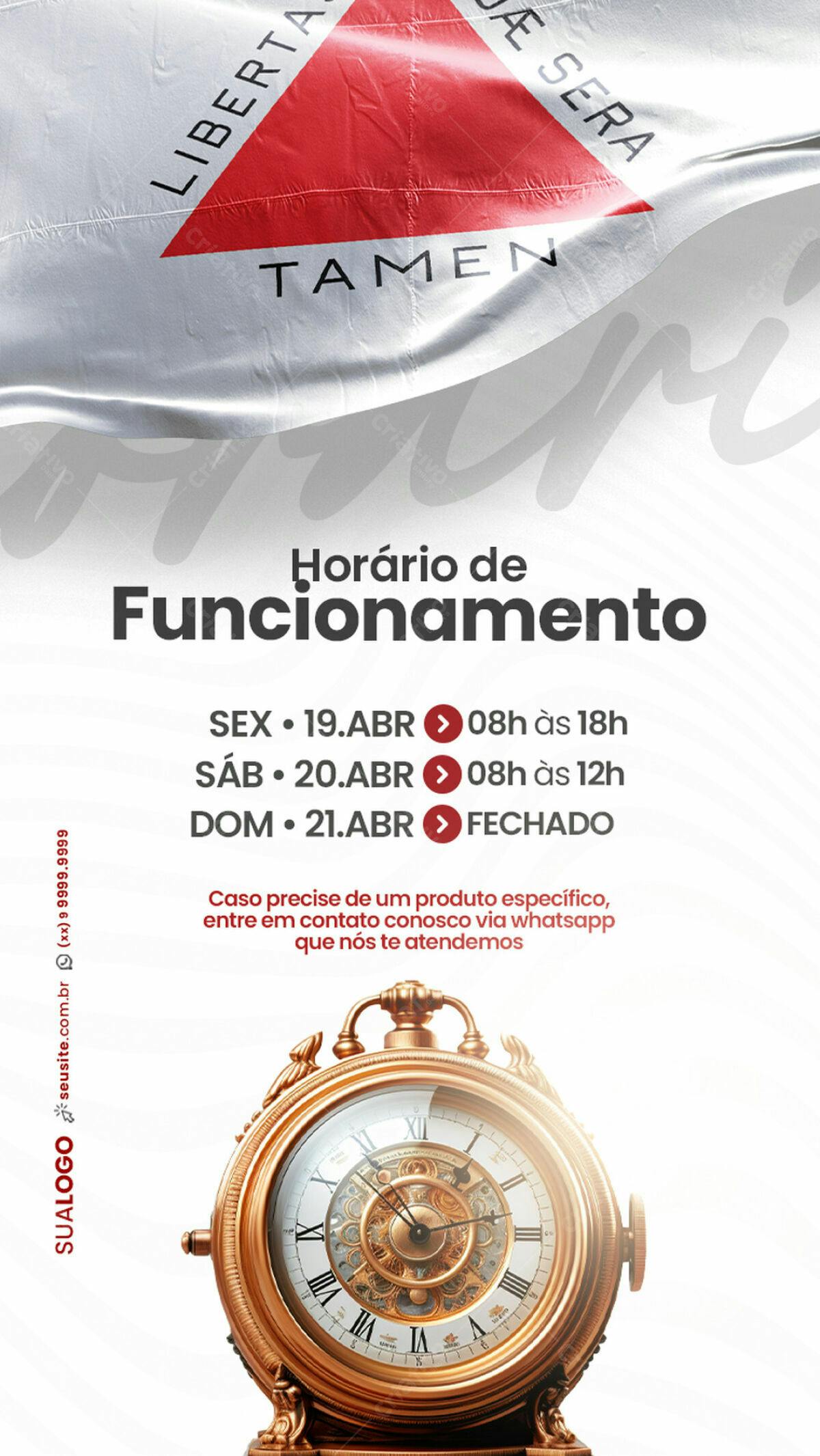Flyer Horário de Funcionamento PSD Editável