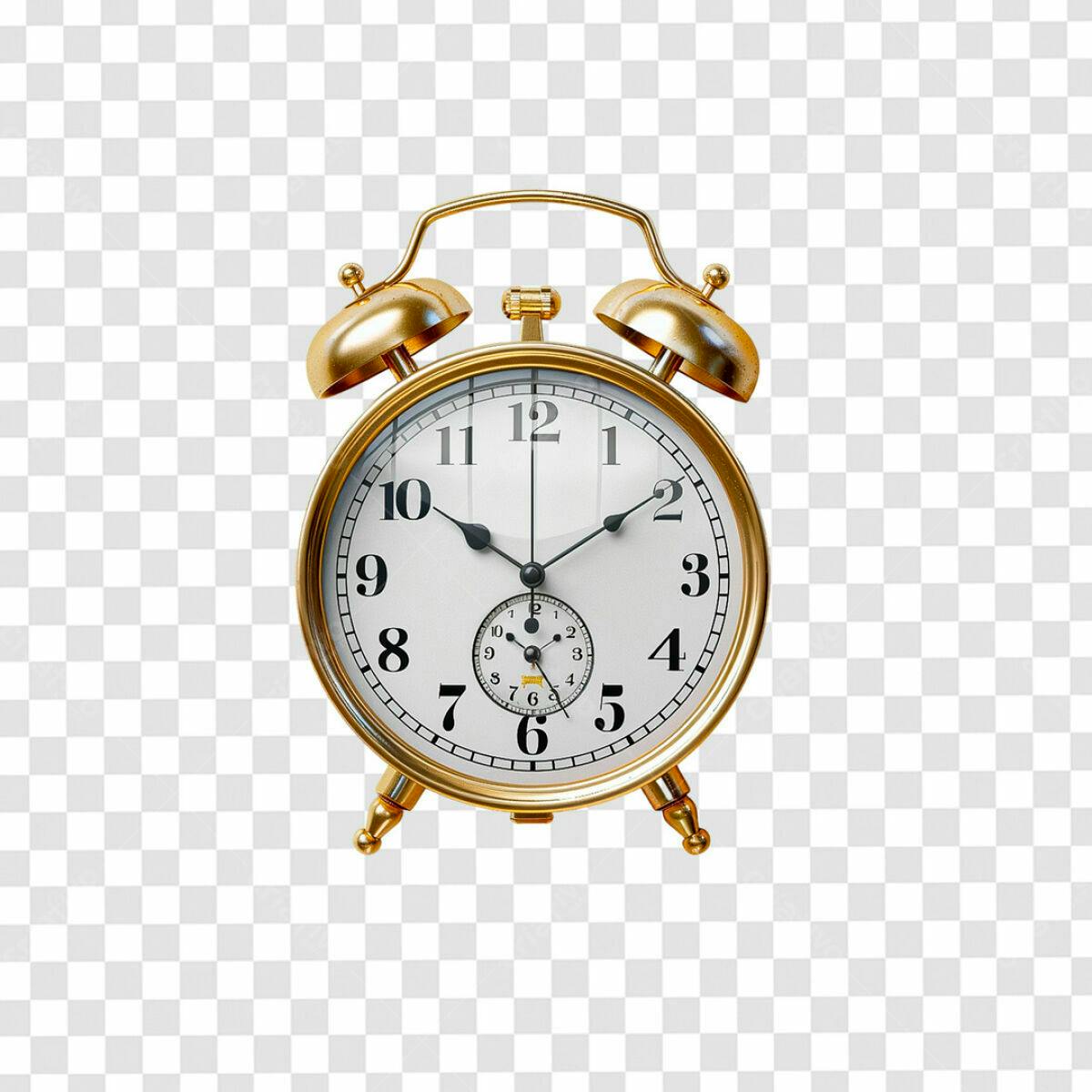 Relógio Despertador Dourado PSD Editável