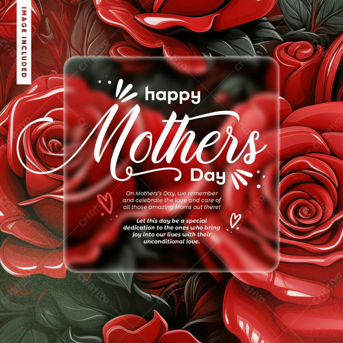 Flyer Dia das Mães com Rosas Vermelhas PSD Editável