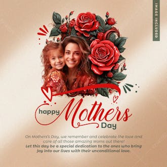 Social media happy mothers day with flowers background