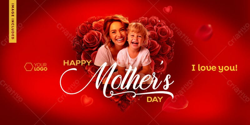 Social media banner happy mother's day red rose background