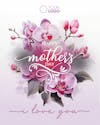 Social media feed happy mother's day with violet flowers background