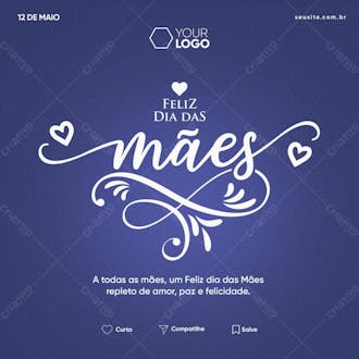 Social media template feed happy mother's day blue background