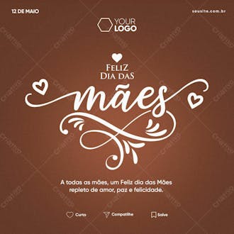 Social media template feed happy mother's day brown background