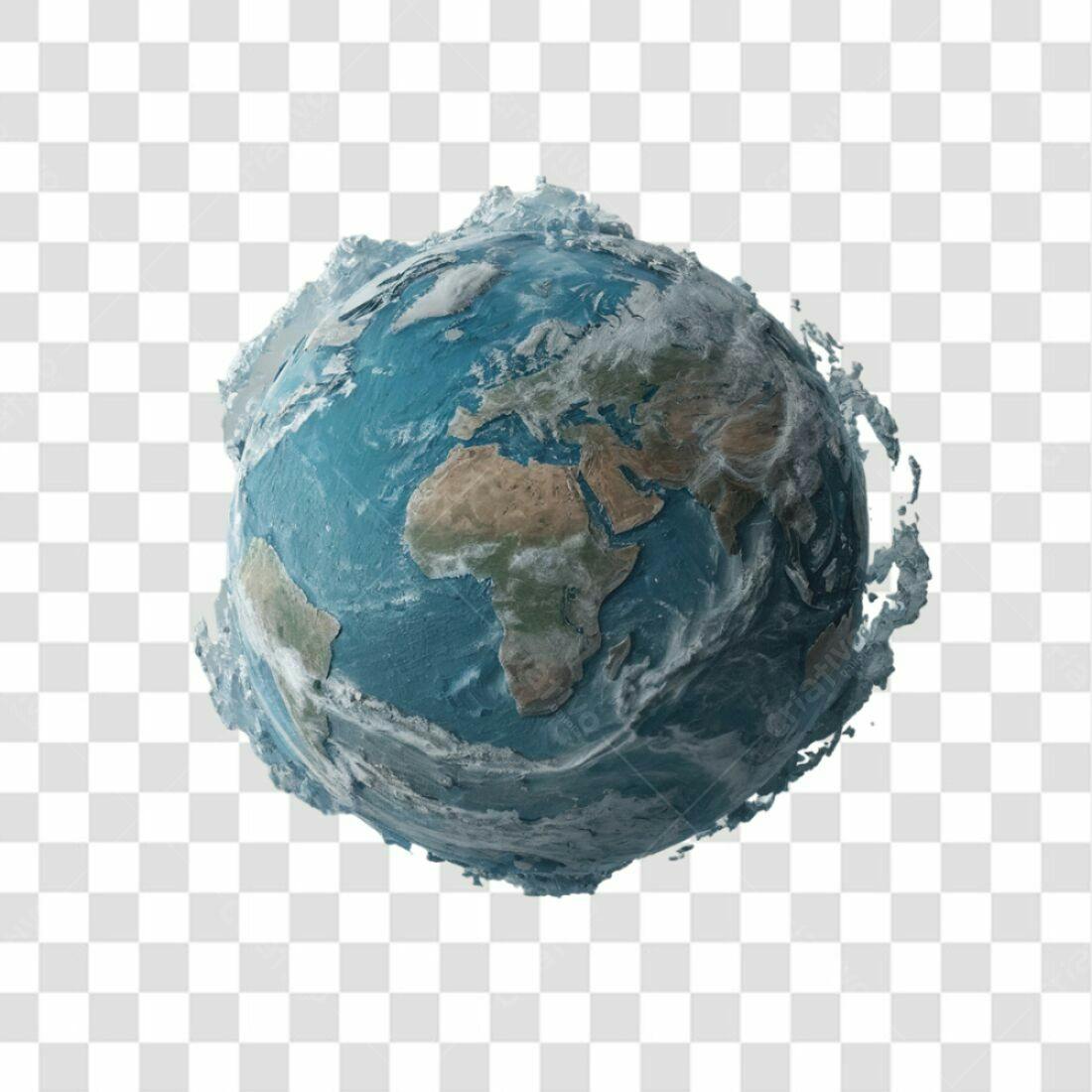 Icone Planeta Terra Congelado PNG com fundo transparente