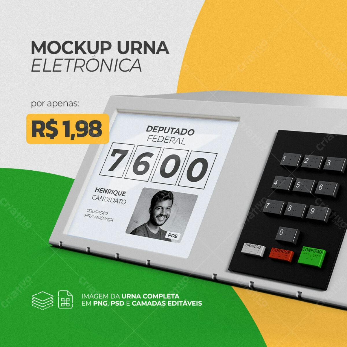 Mockup Urna Eletrônica Realista para Política
