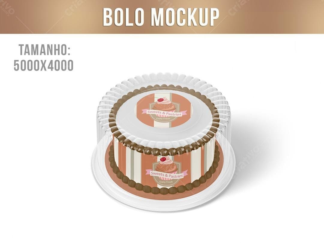Mockup de Bolo em Embalagem Transparente