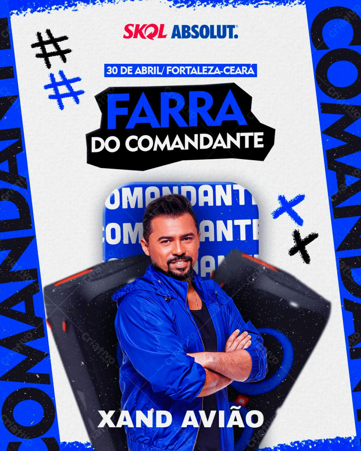 Flyer Farra do Comandante Xand Avião PSD Editável