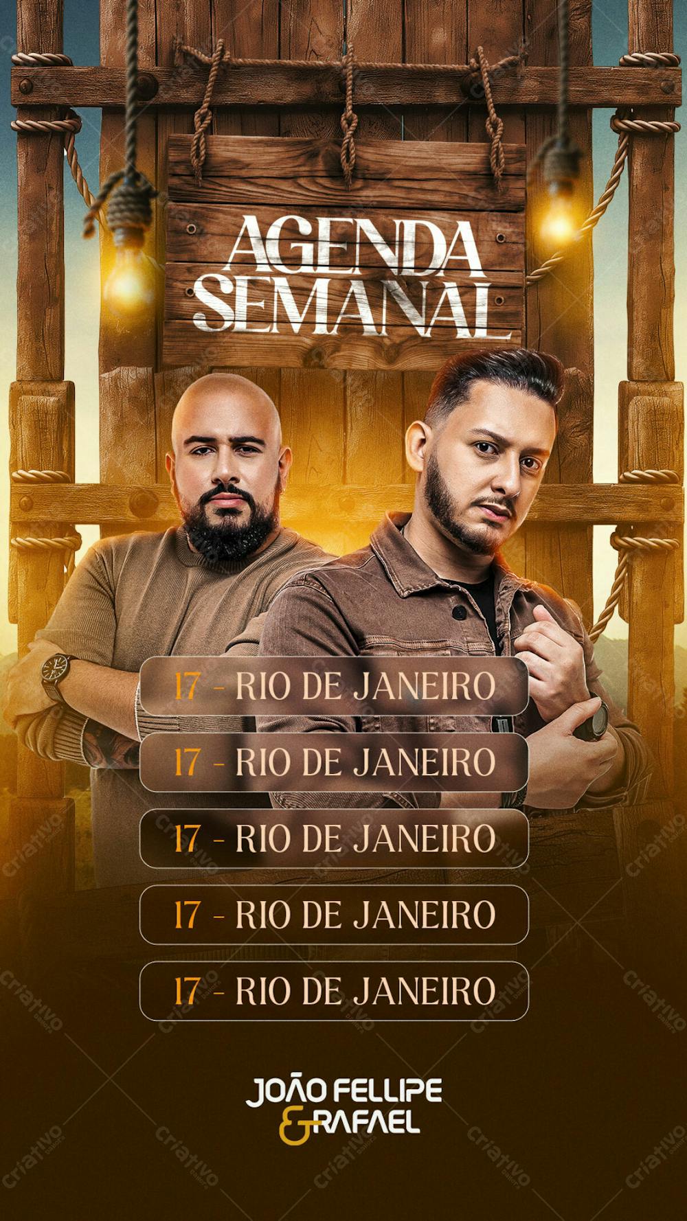 Flyer Evento Agenda Semanal Joao Felipe &#38; Rafael Story