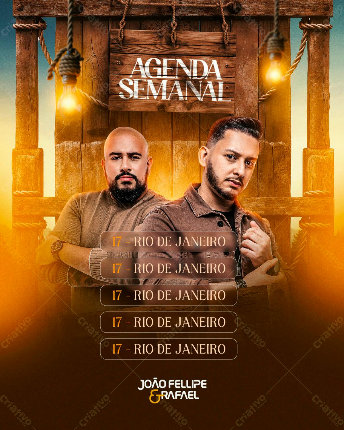 Flyer Agenda Semanal João Felipe & Rafael PSD Editável