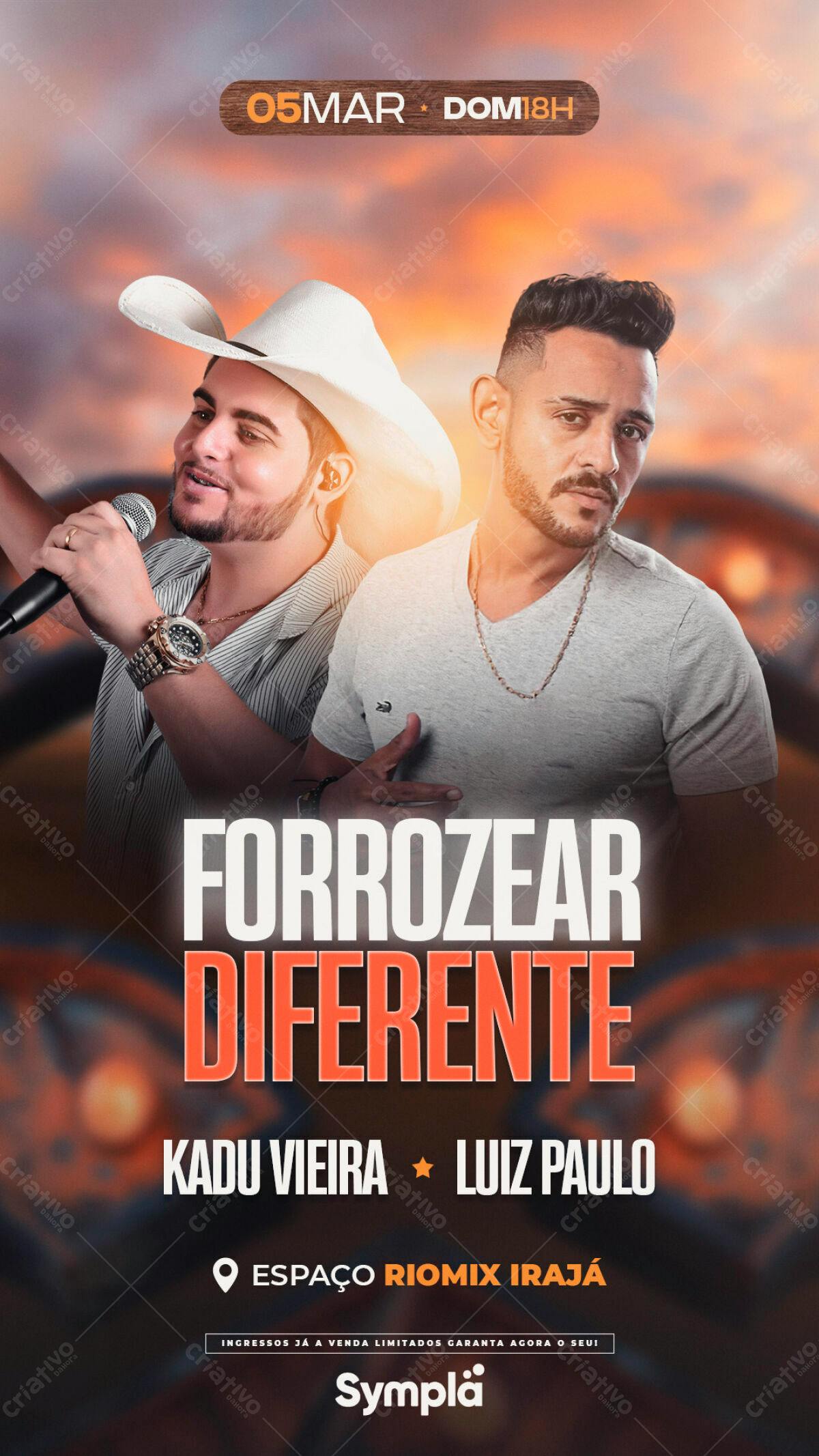 Flyer Forró com Kadu Vieira e Luiz Paulo PSD Editável